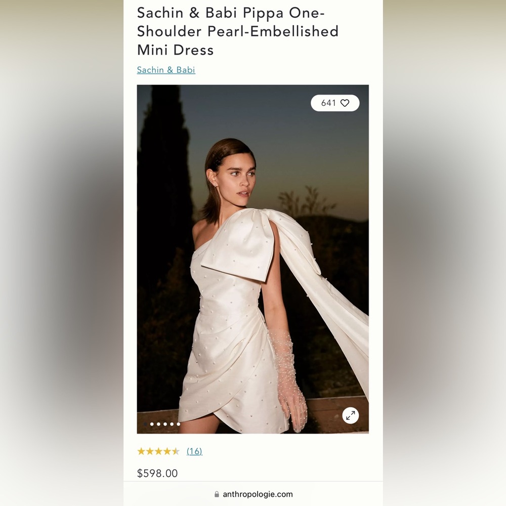 Sachin & Babi Pippa One-Shoulder Pearl- Embellished Mini Dress